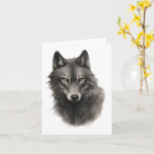 Wolf Face Sticker Karte (Gelbe Blume)