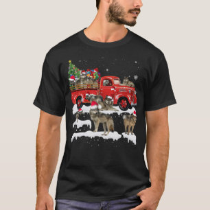 Wolf fährt mit rotem Lastwagen Frohe Weihnachten X T-Shirt
