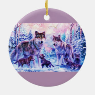 Wolf-Familie Keramikornament
