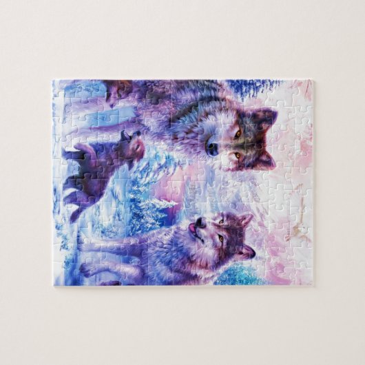 Wolf-Familie Puzzle (Horizontal)