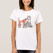 Wolf-Familien-Damen-angepasster T - Shirt (Vorderseite)