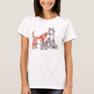 Wolf-Familien-Damen-angepasster T - Shirt