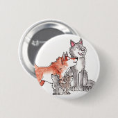 Wolf-Familien-Knopf Button (Vorne & Hinten)