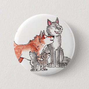 Wolf-Familien-Knopf Button