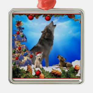 Wolf-Familien-Sänger-Feiertags-Baum-Verzierung Ornament Aus Metall