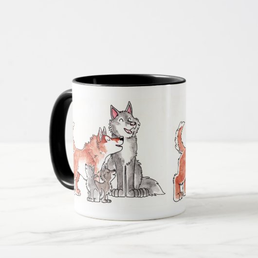Wolf-Familien-Tasse Tasse (Vorderseite Links)