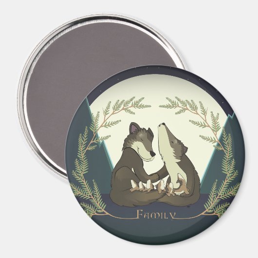 Wolf Familienmagnet Magnet (Vorderseite/Rückseite)