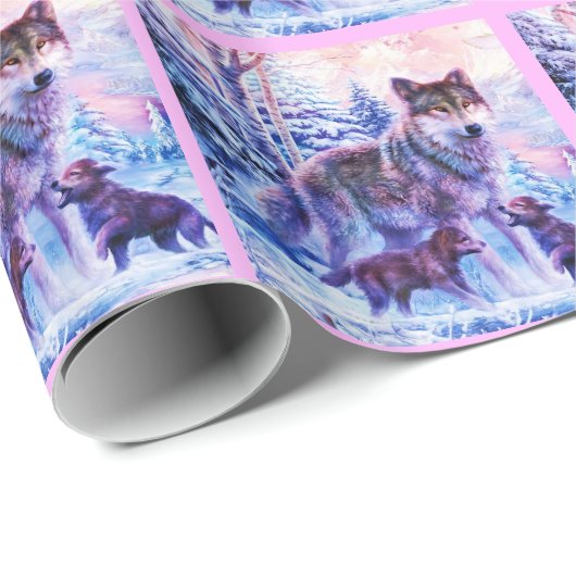 Wolf Family Geschenkpapier (Rolleneckpunkt)