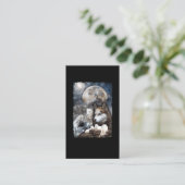 Wolf Family Moon Winter Mountain Wolves Visitenkarte (Stehend Vorderseite)