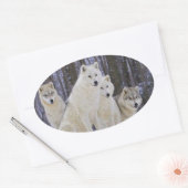 Wolf Family Ovaler Aufkleber (Umschlag)