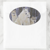 Wolf Family Ovaler Aufkleber (Tasche)