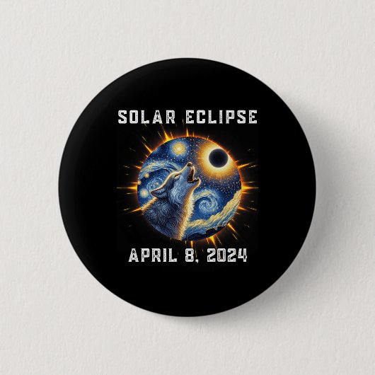 Wolf Fans Totality Solar Eclipse 2024 Totality Tot Button (Vorderseite)