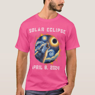 Wolf Fans Totality Solar Eclipse 2024 Wolf Howling T-Shirt