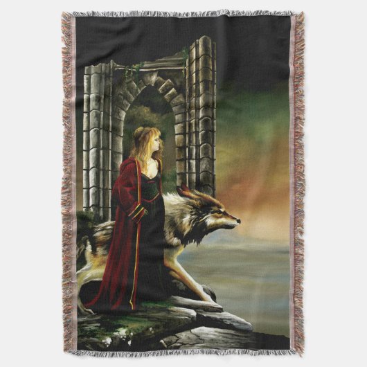 Wolf Fantasy Blonde Sorceress Decke (Vorderseite Vertikal)