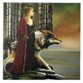 Wolf Fantasy Blonde Sorceress Fliese (Vorderseite)
