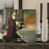 Wolf Fantasy Blonde Sorceress Fliese