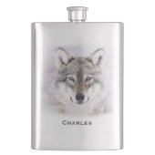 Wolf Farbe Farbe Custom Flask Flachmann (Vorderseite)