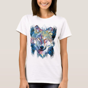 Wolf   Farbiger Wolf Zeichnend   Abstrakte Malerei T-Shirt