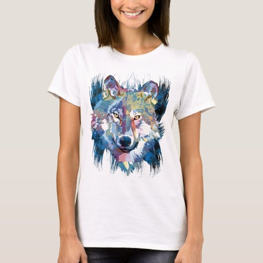 Wolf | Farbiger Wolf Zeichnend | Abstrakte Malerei T-Shirt (Vorderseite)