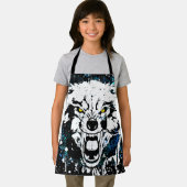 Wolf | Farbiger Wolf Zeichnend | Dunkelblau Schürze (Insitu)