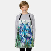 Wolf | Farbiger Wolf Zeichnend | Wasserfarbe Schürze (Getragen)