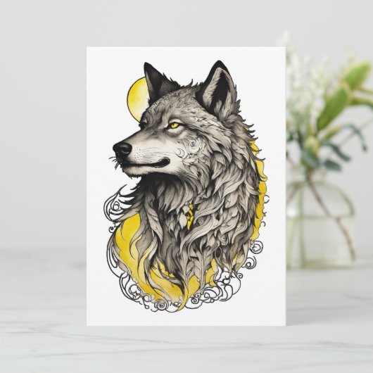 Wolf Feiertagskarte (Stehend Vorderseite)