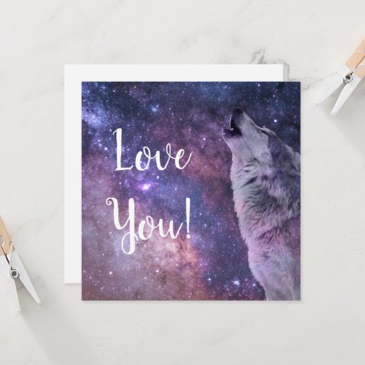 Wolf Flat Grußkarte Karte (Vorderseite/Rückseite Beispiel)