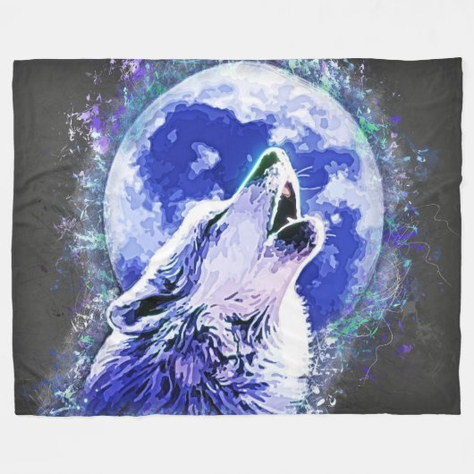 Wolf Fleece Blanket (Vorderseite (Horizontal))