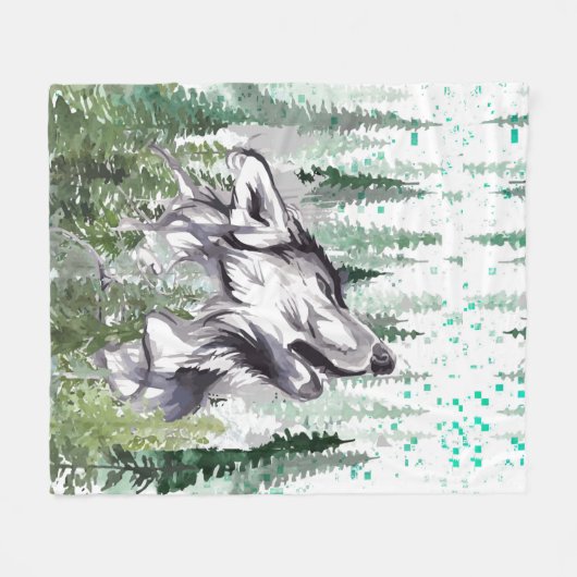 Wolf Fleece Blanket | Farbenfrohe Wolf Fleece Blan (Vorderseite (Horizontal))