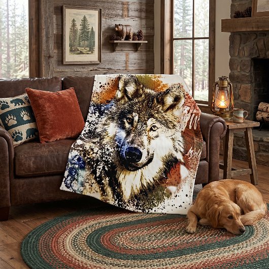 Wolf Fleecedecke