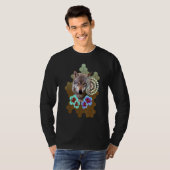 Wolf Floral Flower Alien Honeycomb Olive to Brown T-Shirt (Vorne ganz)