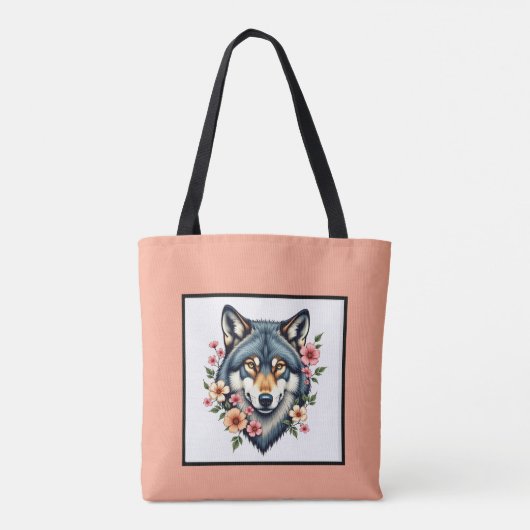 Wolf Floral Shoulder Tasche (Rückseite)