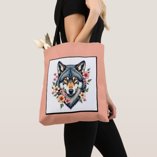 Wolf Floral Shoulder Tasche (Von Nahem)
