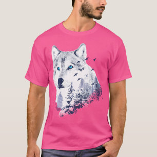 Wolf Forest Mountains Wild Nature Wildlife Snow Wo T-Shirt