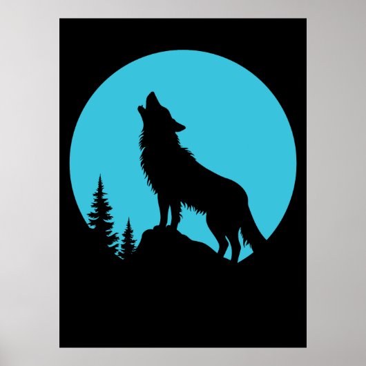 Wolf Forest Nature Outdoor Wildlife Silhouette Poster (Vorne)