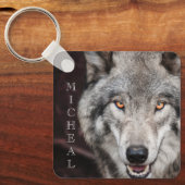 Wolf Foto Personalisierter Name Schlüsselanhänger (Vorderseite)