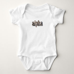 Wolf Fotografie Wildlife Nature Alpha Typografie Baby Strampler