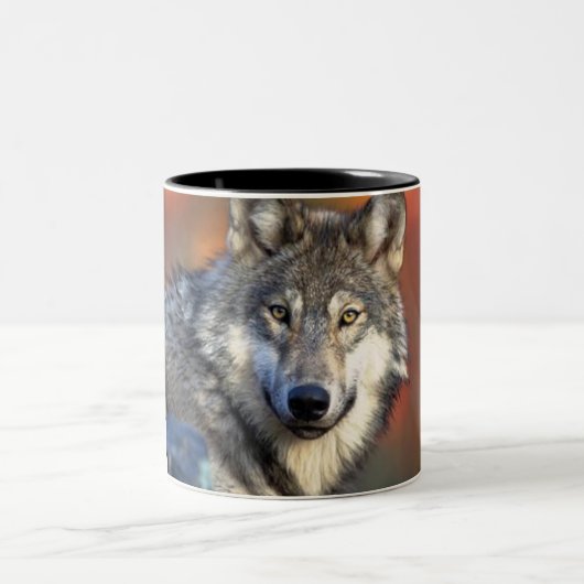 Wolf-Fotografie Zweifarbige Tasse (Mittel)