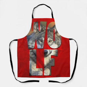 Wolf Fotografy Wildlife Nature Red Typografy Schürze