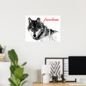 Wolf Freiheit Motivierend Inspiration Poster (Heimbüro)