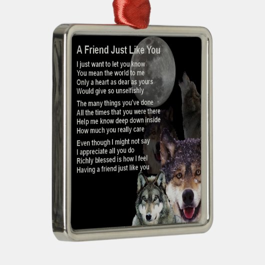 Wolf - Freund-Gedicht Silbernes Ornament (Rechts)