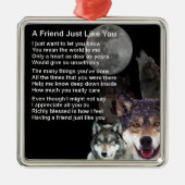 Wolf - Freund-Gedicht Silbernes Ornament (Vorne)