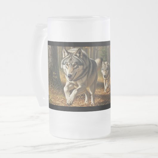 Wolf Frosted Glass Mug style 1 Mattglas Bierglas (Vorderseite Links)