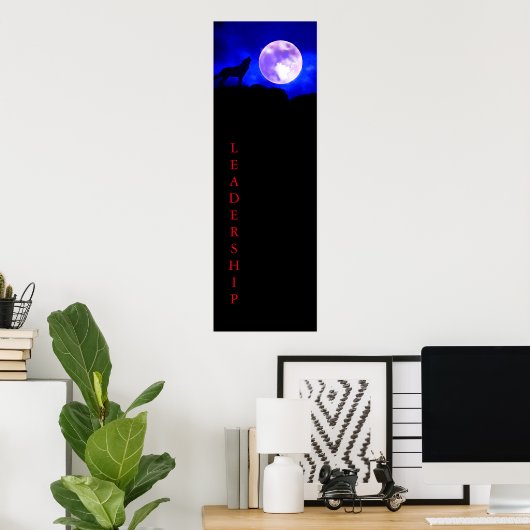 Wolf & Full Moon Leadership Poster Print (Heimbüro)