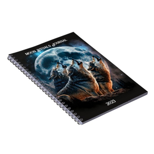 Wolf Full Moon Notebook Notizblock (Rechte Seite)