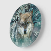 Wolf Full Moon Roman Numbers Große Wanduhr (Winkel)