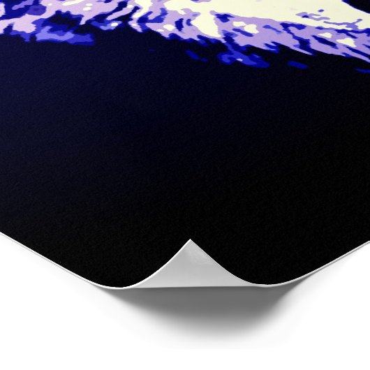 Wolf Fullmoon Blue Black Poster (Ecke)