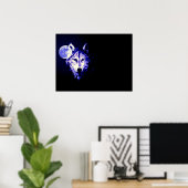 Wolf Fullmoon Blue Black Poster (Heimbüro)