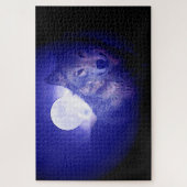 Wolf Fullmoon & Blue Night - Wilde Tiere Art Puzzle (Vertikal)