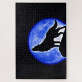 Wolf Fullmoon & Blue Night - Wilde Tiere Art Puzzle (Vertikal)